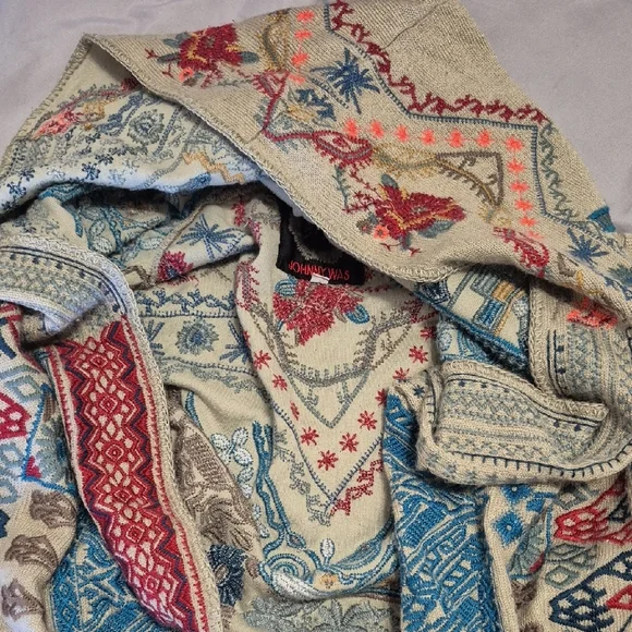 Johnny Was Bohemian Patterned Long Cardigan Size Small